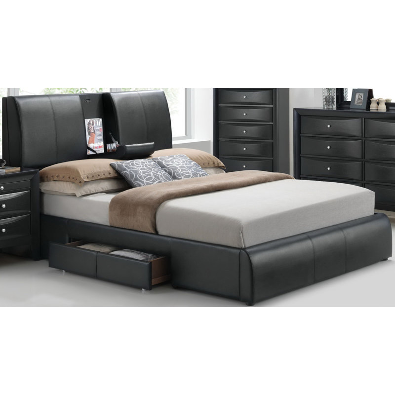 Orren Ellis Dickinson Upholstered Low Profile Storage Platform Bed